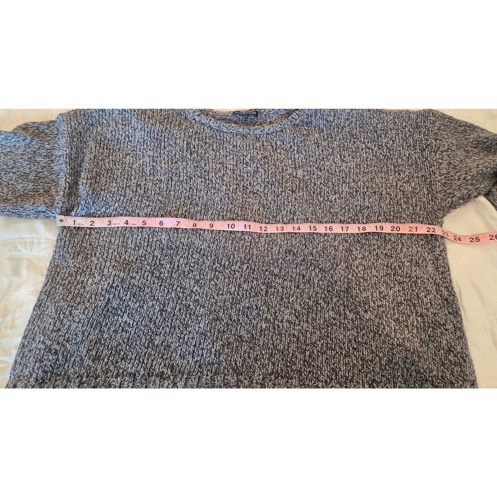 Eileen Fisher Marled Knit Sweater Boxy Relaxed Fit Grey White Italian‎ Yarn L - Picture 5 of 15